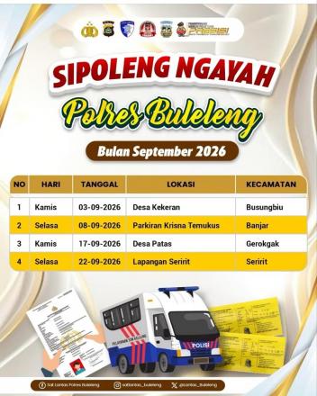 JADWAL SIPOLENG NGAYAH DAN SAMSAT KELILING BULAN SEPTEMBER 2026
